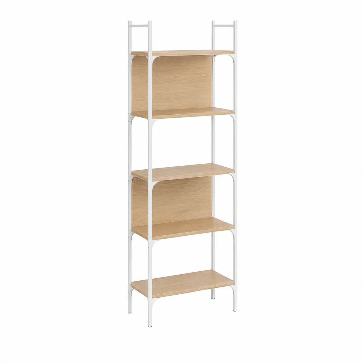 5-Shelf Ladder Bookcase, 23.6 x 11.8 x 70.9 in, Natural Oak and White