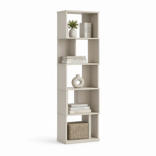 6-Cube Vertical Bookcase, White Particleboard, 23.6 x 11.8 x 70.9 in